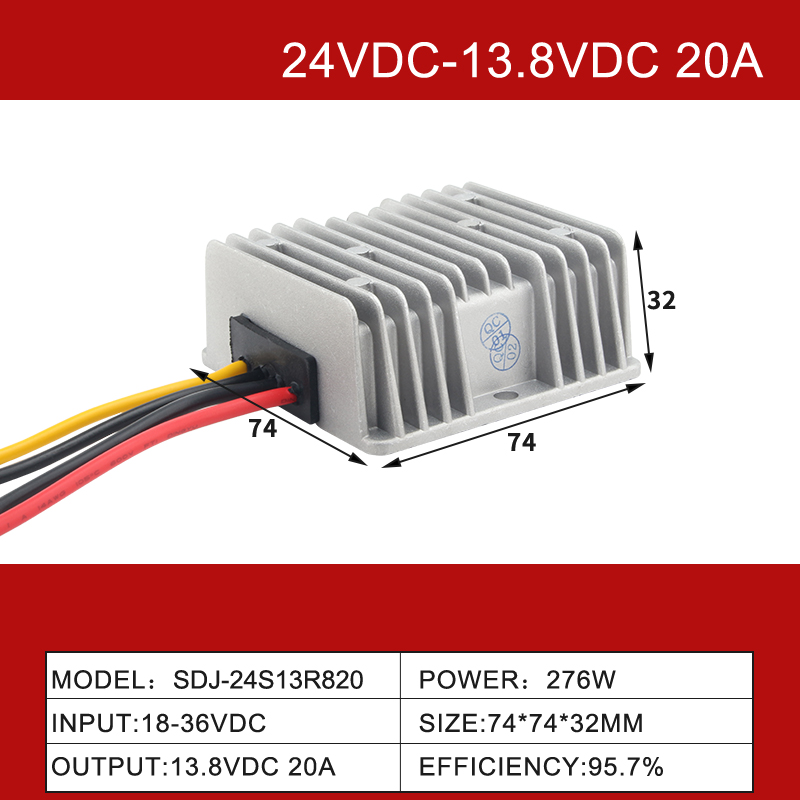 24 V bis 13,8 V, 5 A bis 100 A DC, DC-Abwärtswandler, DC-Leistungswandler