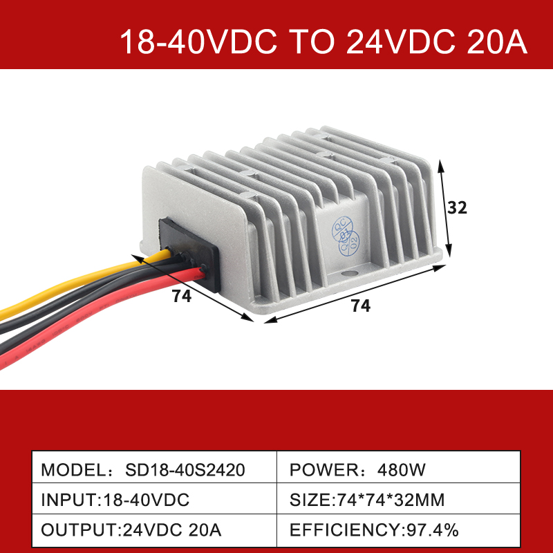 9–40 V auf 24 V, 2–30 A, nicht isolierter DC/DC-Boost-Buck-Auto-Konverter mit Einzelausgang