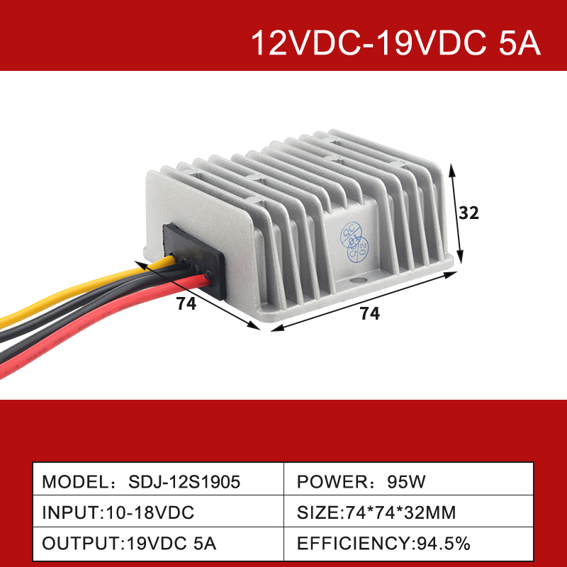 12 V bis 19 V DC, 3 A bis 30 A, nicht isolierter, wasserdichter DC/DC-Wandler mit IP68 und hohem Wirkungsgrad 