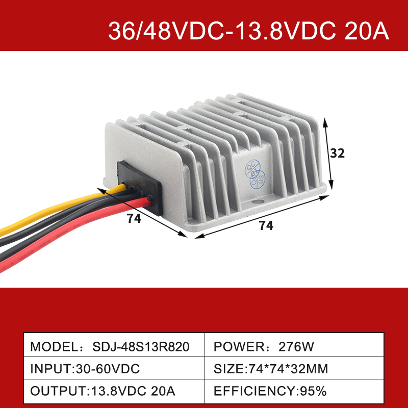 36 V/48 V DC bis 13,8 V DC, 5 A bis 100 A, Einzelausgang, IP68, nicht isolierter DC/DC-Wandler 