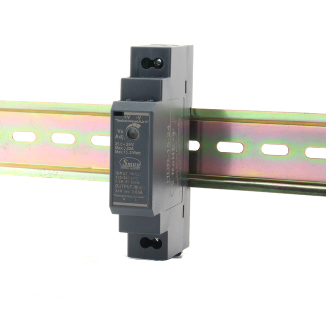 HDR-Serie, 15 W bis 150 W, 5 V/12 V/15 V/24 V/48 VDC Ausgang, ultraflaches DIN-Schienen-Schaltnetzteil SMPS