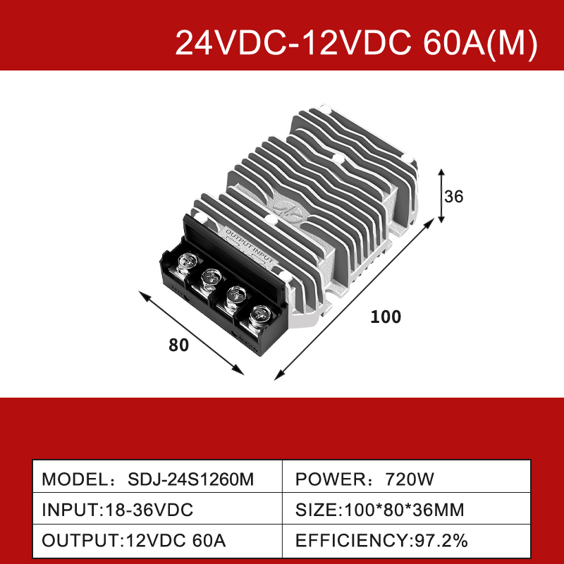 24 VDC bis 12 VDC, 1,5 A bis 100 A, nicht isolierter DC/DC-Abwärtswandler