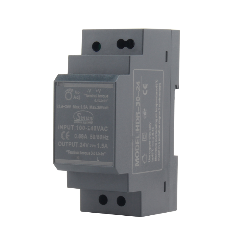 HDR-Serie, 15 W bis 150 W, 5 V/12 V/15 V/24 V/48 VDC Ausgang, ultraflaches DIN-Schienen-Schaltnetzteil SMPS