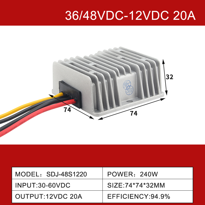 36V/48V bis 12V 3A bis 100A Step-Down-Buck-DC-DC-Stromversorgungswandler für Elektrofahrzeuge