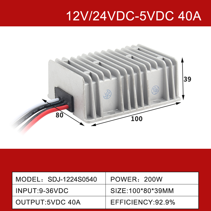 12V/24VDC bis 5VDC 3A bis 60A Nicht isolierter wasserdichter IP68-Abwärts-DC/DC-Wandler 